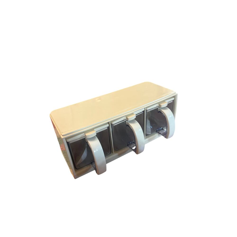 Vintage Harmony Korean Cream Spice Drawer Container Set x3 + Scoops Plastic